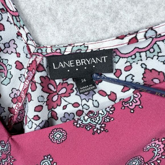 Lane Bryant Blouse Womens Sz 24 Sleeveless Multi Color Floral Flowy Dressy Top - Picture 4 of 10